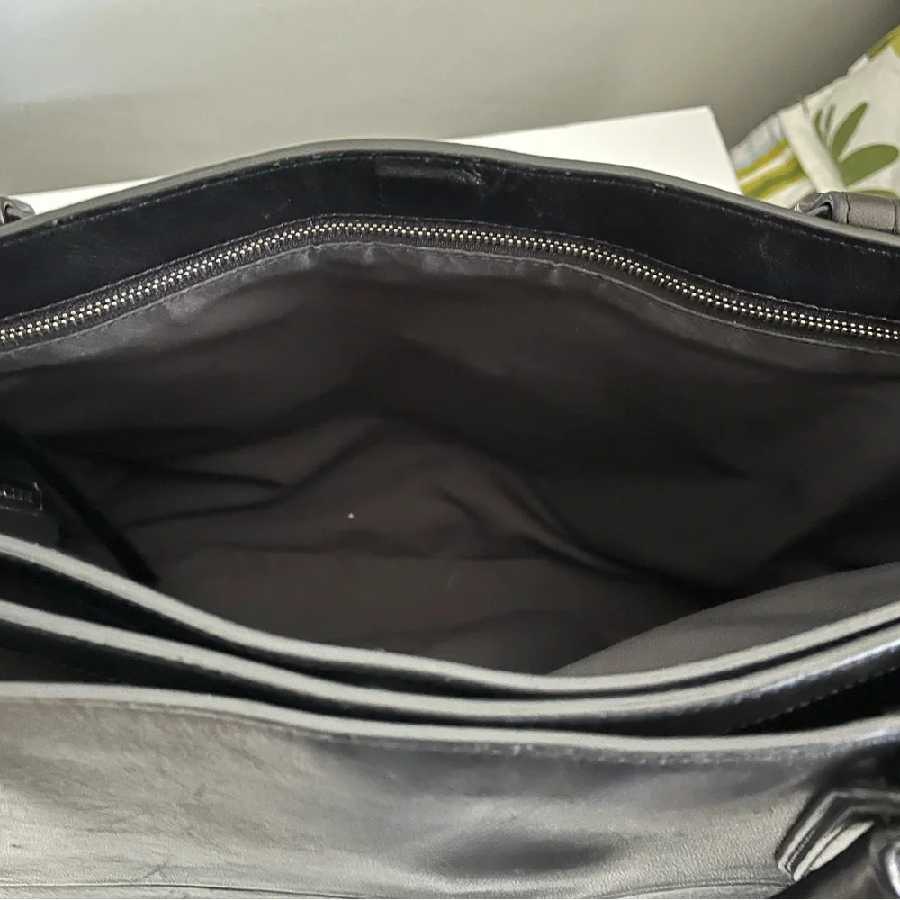 Coach Borough Elegant Black Leather Tote, Handbag - Picture 8 of 10